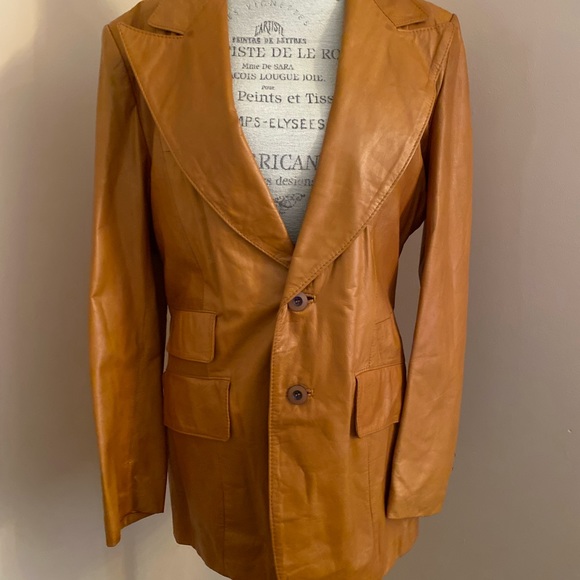 SOLD 1970s Genuine Leather Trench Coat - Picture 3 of 10